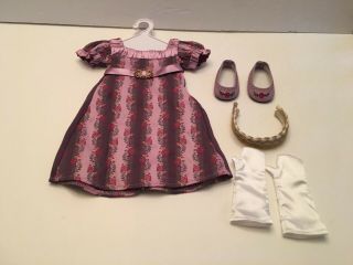 American Girl Doll Caroline Holiday Gown Complete Hairpiece Gloves Shoes