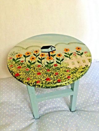 Wood Hand Painted 7” Table Sized For 13” 18” Dolls Or Teddy Bears