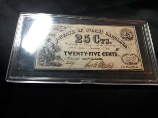 1863 25 Twenty Five Cents The State Of North Carolina Raleigh,  Nc
