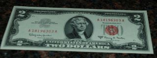 And Uncirculated Series 1963 A Two 2 Dollar Bill Red Seal