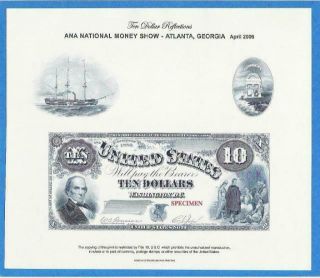 Bep Souvenir Card B 280 Ana Spring 2006 Face 1880 $10 United States Note Webster