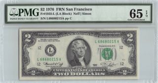 United States 1976 Fr.  1935 - L Pmg Gem Unc 65 Epq $2 Frn San Francisco