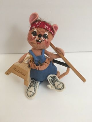 Vtg 1994 Annalee Habitat For Humanity Mouse 5 1/2” With Tag C