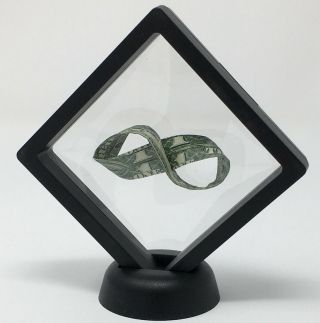 Money Origami $1 Infinity Ring Displayed In Magic Floating Frame