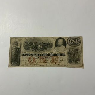 1861 South Carolina $1 Obsolete Currency The Bank Of South Carolina Charleston