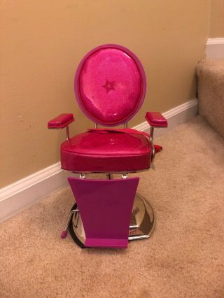 American Girl Doll Pink Styling Salon Chair Retired Beauty Barber Shop Furniture