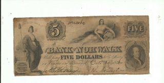 Bank Of Norwalk,  Ohio.  $5 Note From 1846.  Real Estate Pledged.  Ornate.