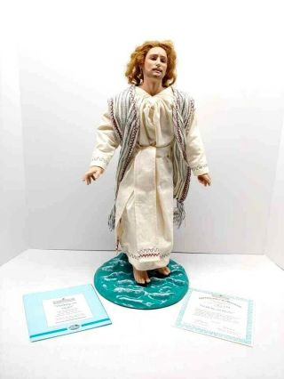 Ashton Drake Walking On Water Christian Jesus Porcelain Doll With 3