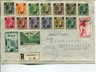 Germany Mail In Luxembourg 16 Values On Reg Cover To Berlin 31.  3.  1941