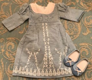Authentic American Girl Doll Clothes Caroline Birthday Dress & Shoes