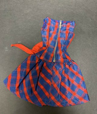 Barbie Beau Time 1651 1966 - 67 Cute Red/Blue Checked Dress with BIG Bow 3