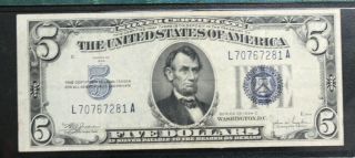 1934C $5 SILVER CERTIFICATE PMG 30 VERY FINE PRICED FOR QUICK WIDE 3