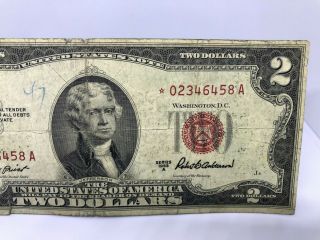 Fr 1510 $2 1953a Star Legal Tender Red Seal Note Low Serial 02346458 A