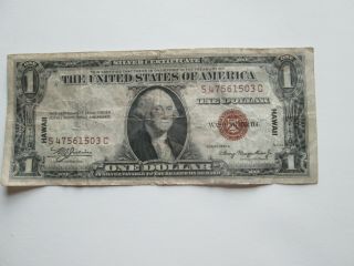 One (1) 1935 A,  Hawaii,  United States One Dollar Silver Certificate,  S47561503c