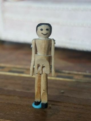 Dollhouse Miniature Artisan Little Wood Peg Doll Toy Handmade 3 1:12