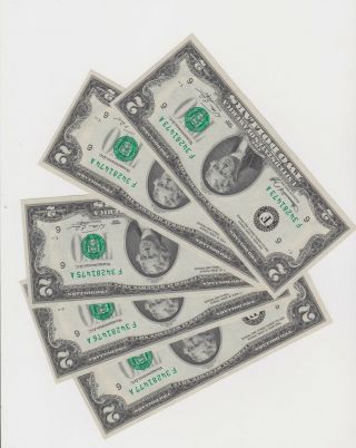 5 Consecutively 1976 $2 Federal Reserve Notes From The Bank Of Atlanta,  Ga