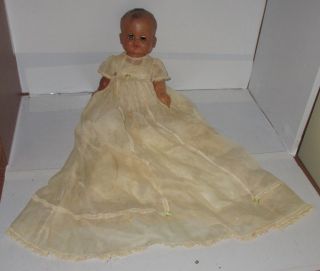 Vintage Madam Alexander Baby Doll Green Sleepy Eyes 13 " Dress Petticoat Cutie