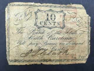 Usa 10 Cents 1861 - - Bank Of South Carolina - - Obsolete
