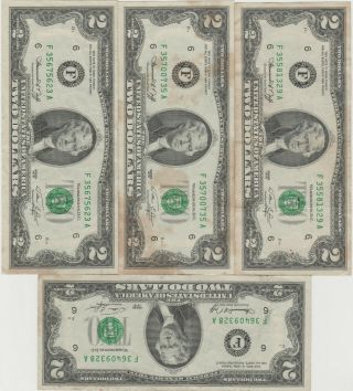 4 consecutively 1976 $2 FEDERAL RESERVE NOTES from the Bank of Atlanta,  Ga 3
