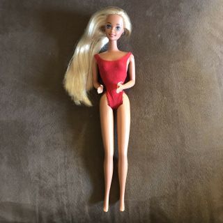 Baywatch Barbie Doll Red Swimsuit Long Blonde Hair