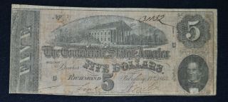 1864 Confederate States Of America $5 Five Dollar Note Series 5 31132