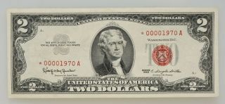 1963 $2 Legal Tender Star Note Low Serial Number 00001970a Note
