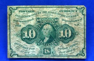 10 Cent Postage/fractional Currency 1862/63 1st Issue Fr 1242 Very Fine