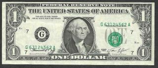 Error :: $1 Chicago 1974 Federal Reserve Note ( (offset Misaligned))  Crisp