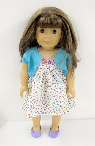 American Girl Doll 18 " Long Brown Hair Brunette Brown Hazel Eyes