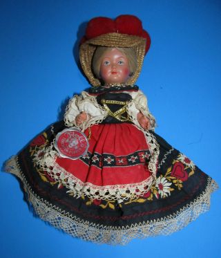 Vintage 9 " Trachten - Puppen Germany Plastic Celluloid Doll All