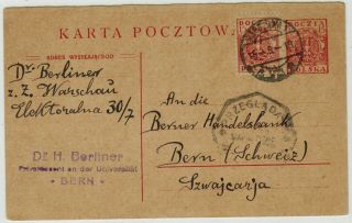 Poland 1919 - Polish - Soviet War - Military Censored Pc From Warsaw To Bern (gr)
