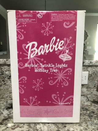 2002 Avon Barbie Twinkle Fiber Optic Lights Pink Holiday Christmas Tree