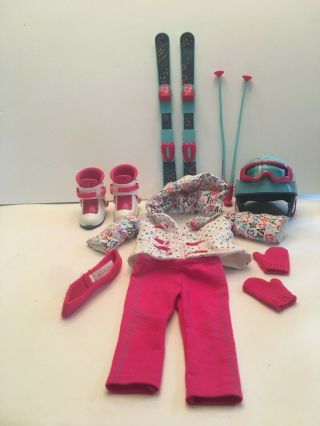 American Girl Doll Hit The Slopes Outfit Skis & Helmet Set Complete