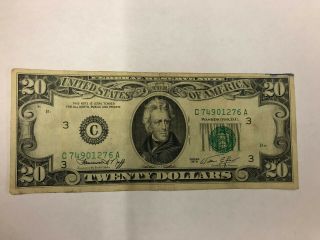 1974 (c) $20 Twenty Dollar Bill Federal Reserve Note Richmond Old Currency Money