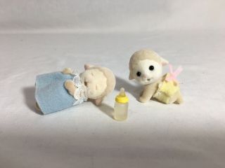 Calico Critters/sylvanian Families Sheep Baby Twins With Bottle