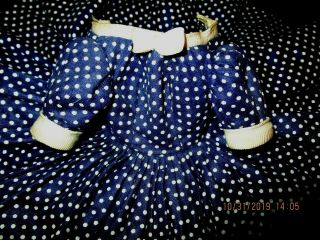 Tagged Madame Alexander Cissette Doll Navy Blue & White Polka Dotted Lucy Dress 2