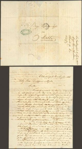 Turkey 1856 - Stampless Cover Constantinople To Malta D423