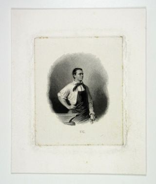 Abn Proof Vignette Portrait Of Blacksmith 1850 - 70s Intaglio Unc Abn Black