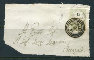 P741 - Austria 1850s Lombardy - Venetia 15c Revenue Stamp On Piece.  Montagna 3 - Ring