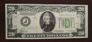 1934 Twenty Dollar Federal Reserve Note.