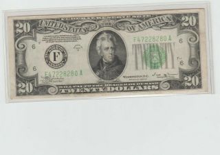 $20 Series Of 1934b Federal Reserve Bank Of Atlanta Georgia Au