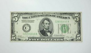 Estate Found United States Series 1928b $5 Federal Reserve Note C26501640a