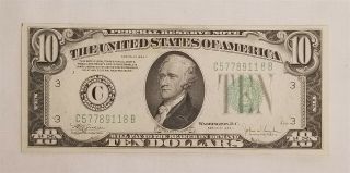 West Point Coins 1934 - C $10 Federal Reserve Note GEM - BU ' C ' Philadelphia 2
