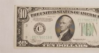 West Point Coins 1934 - C $10 Federal Reserve Note GEM - BU ' C ' Philadelphia 3