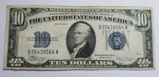 1934 C $10 Silver Certificate Ten Dollar Bill Note