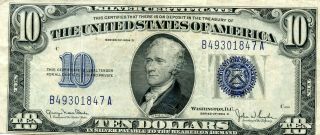 1934 - D $10 Silver Certificate Note From Estate.  Starts@ 2.  99