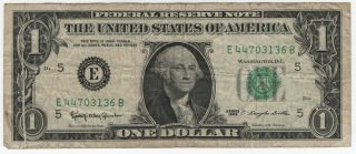 1963 Series $1 Richmond Federal Reserve Error Note Gutter Fold Circ F,  Fine Plus