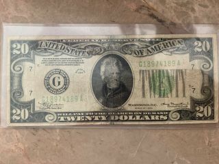 1934 A$20 Federal Reserve Note G18974189a | Green Seal - - Crisp