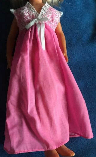 1972 Ideal Crissy Doll Wards Exclusive Hot Pink Night Gown White Lace