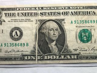 1981 $1 Federal Reserve Note - Error - Large Center Gutterfold See Photos